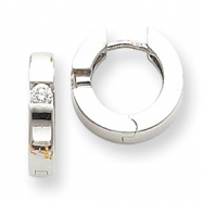 Picture of 14k White Gold A Diamond hinged hoop earrings