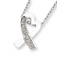 Picture of Sterling Silver CZ Heart Pendant on 16 Chain Necklace chain