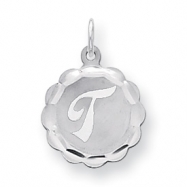 Picture of Sterling Silver Brocaded Initial T Charm
