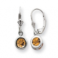 Picture of Sterling Silver 6mm Round Citrine Leverback Earrings