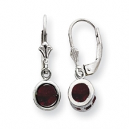 Picture of Sterling Silver 6mm Round Garnet Leverback Earrings