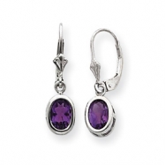 Picture of Sterling Silver 6x4mm Oval Amethyst Leverback Earrings