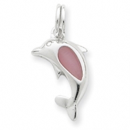 Picture of Sterling Silver Pink Cats Eye Dolphin Charm