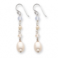 Picture of Sterling Silver White Cultured Pearl and Clear Crystal Earrings