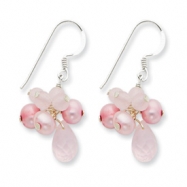 Picture of Sterling Silver Rose Quartz/Pink Cultured Pearl Earrings