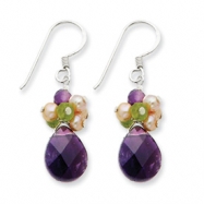 Picture of Sterling Silver Amethyst/Peridot/Peach Cultured Pearl Earrings