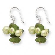 Picture of Sterling Silver Green Freshwater Cultured Pearl/Peridot Earrings