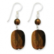 Picture of Sterling Silver Tiger's Eye & Golden Cultured Pearl Earrings