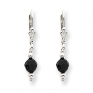 Picture of Sterling Silver Black Crystal Leverback Earrings