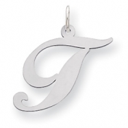 Picture of Sterling Silver Large Fancy Script Initial T Charm