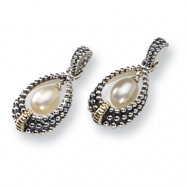 Picture of Sterling Silver w/14k 7x5mm Freshwater Cultured Pearl Earrings