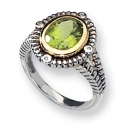 Picture of Sterling Silver w/14k Antiqued Diamond & Peridot Ring