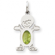 Picture of 14K White Gold Boy 6x4 Oval  Genuine Peridot-Aug