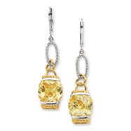 Picture of Sterling Silver Vermeil Light Yellow CZ Earrings
