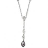 Picture of Sterling Silver CZ & Grey Freshwater Pearl Necklace chain