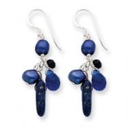 Picture of Sterling Silver Blue Sandstone/Dark Blue Cultured Pearl Earrings