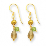 Picture of Sterling Silver & Vermeil Lemon/Golden Cultured Pearl/Periodot Earrings