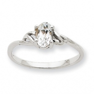 Picture of 10k White Gold Polished Geniune White Topaz Birthstone Ring