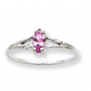 Picture of 10k White Gold Polished Geniune Pink Tourmaline Birthstone Ring