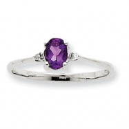 Picture of 10k White Gold Polished Geniune Diamond & Amethyst Birthstone Ring