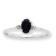 Picture of 10k White Gold Polished Geniune Diamond & Sapphire Birthstone Ring
