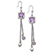 Picture of Sterling Silver Purple Crystal & Purple Swarovski Dangle Earrings