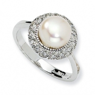 Picture of Sterling Silver CZ White Cultured Pearl Ring