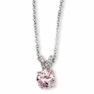 Picture of Sterling Silver Pink & White CZ 18in Necklace chain