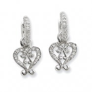 Picture of Sterling Silver CZ Heart Charm Earrings