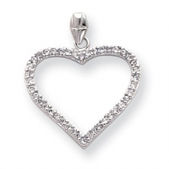 Picture of 18in Rhodium-plated Large CZ Heart Necklace chain
