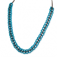 Picture of Silver-tone Blue Coconut & Faux Suede Necklace