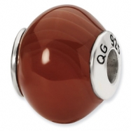 Picture of Sterling Silver Reflections Red Brown Agate Stone Bead