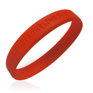 Picture of Official Aids "Hope Faith Love Life" Red Awareness Wristband
