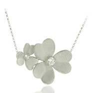 Picture of Sterling Silver Two Flowers Necklace