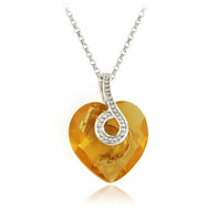 Picture of Sterling Silver Yellow Swarovski Crystal Heart Necklace