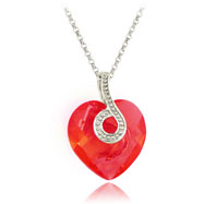 Picture of Sterling Silver Red Swarovski Crystal Heart Necklace