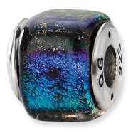 Picture of Sterling Silver Rainbow Dichroic Glass Square Bead
