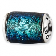 Picture of Sterling Silver Blue Dichroic Glass Barrel Bead