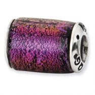 Picture of Sterling Silver Purple Dichroic Glass Barrel Bead