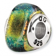 Picture of Sterling Silver Yellow Dichroic Glass Triangle Bead