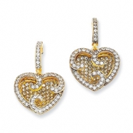 Picture of Sterling Silver & Vermeil CZ Fancy Heart Earrings