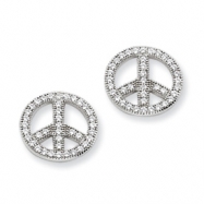 Picture of Sterling Silver & CZ Polished Peace Earrings