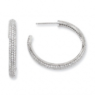 Picture of Sterling Silver & CZ Polished Hoop Earrings