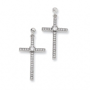 Picture of Sterling Silver & CZ Polished Cross Dangle Earrings