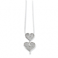 Picture of Sterling Silver & CZ Polished Double Heart Necklace chain