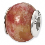 Picture of Sterling Silver Reflections Pink Serpentine Stone Bead