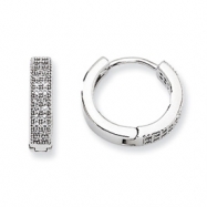 Picture of Sterling Silver & CZ Polished Hinged Hoop Earrings