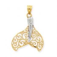 Picture of 14k Two-tone Filigree Whale Tale Pendant