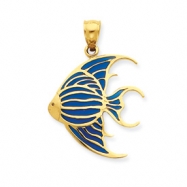 Picture of 14K Blue Stained Glassed Angelfish Pendant