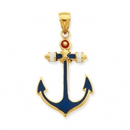 Picture of 14K 2-D Red, White, and Blue Enameled Anchor Pendant